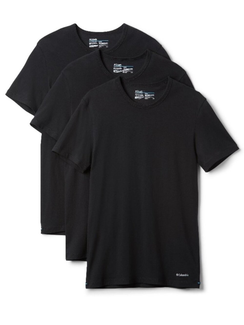 NEW Men's Columbia 100% Cotton Crew Neck T-Shirts Black Omni-Wick (Qty 9) $126